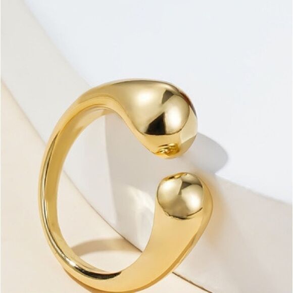 14k gold plated ring. Adjustable, luxury brand. Great alone or stacked - Picture 1 of 9